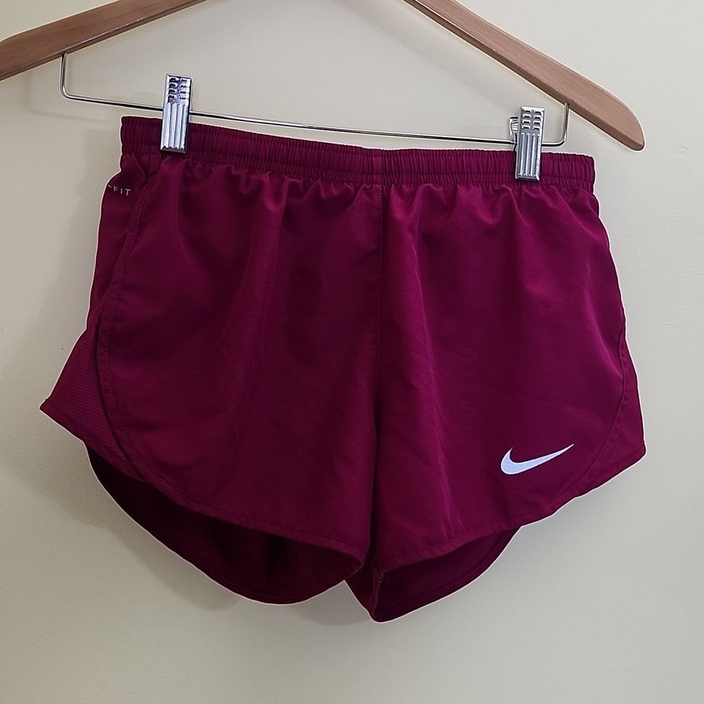 Nike Women's Dark Fuchsia Athletic/Running Shorts with Zippered Back Pocket